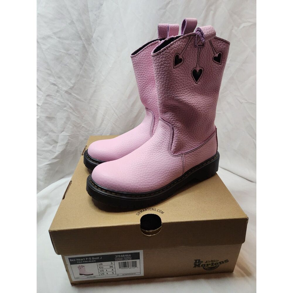 Dr. Martens Bex Heart P O Boot Womens 5 Pale Pink and Black EU 36 Core Bex Kids